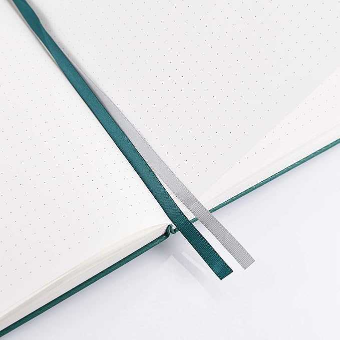 Guissi Classic Dotted Grid Bullet Notebook Journal Dot Hard Cover A5 Premium 80gsm Thick Acid-Free Paper with Fine Inner Pocket Faux Leather Office School Supplies 144 Pages Designed in Florence
