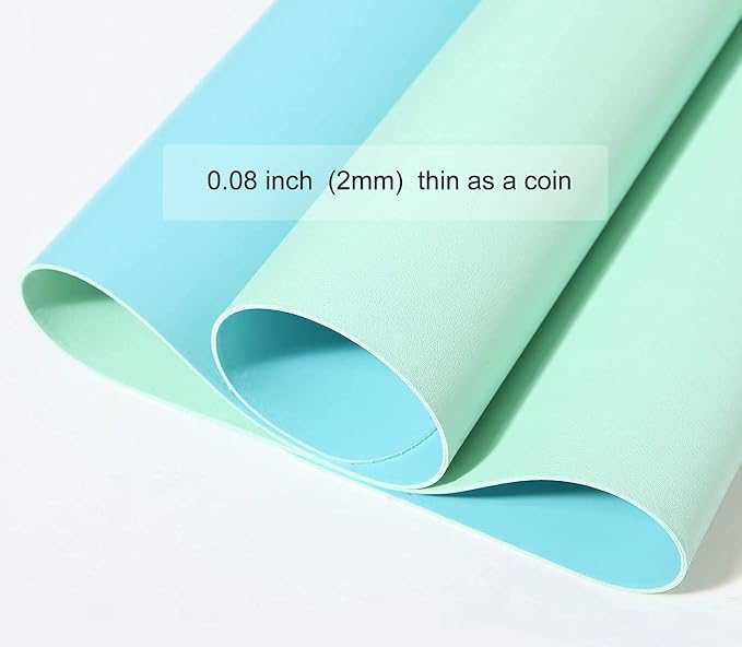 SUJAYU Dual Sided PU Leather Desk Pad, Mouse Pad, Office Desk Mat, Non-Slip Laptop Desk Pad, Waterproof Desk Writing Pad for Office and Home (31.5" x 15.7", Green+Blue)