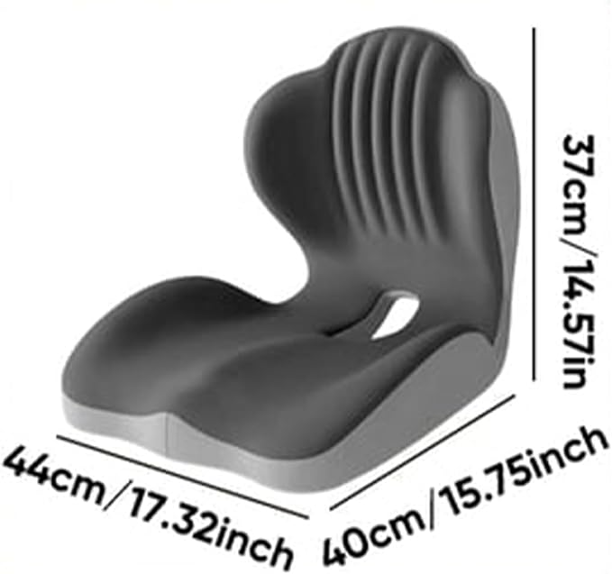 SakerPlus Ergonomic Memory Foam Seat Cushion and Back Support Pillow, One Piece Chair Cushion with Lumbar Support, L Shaped Office Chair Cushion for Desk Chair, Car Seat, Computer Wheelchair (Black)