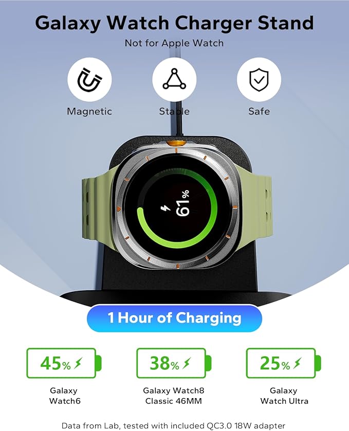 3 in 1 Charging Station for Samsung for Thick Cases of 10MM/Otterbox/Heavy Duty, Wireless Charger for Samsung Galaxy S26 Ultra/S25/S24, Phone Charger Stand for Galaxy Watch and Buds(Black)