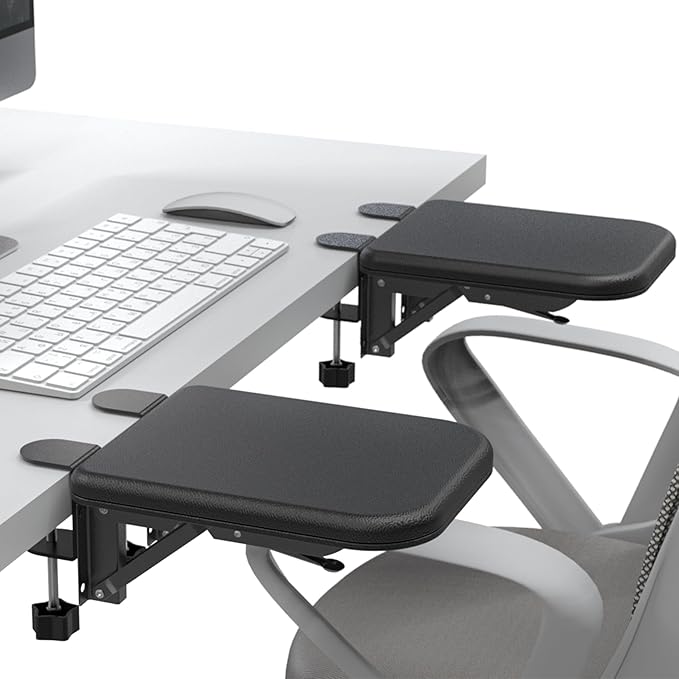 NODOCA Arm Rest for Desk, Ergonomics Wrist Rest, Desk Extender, Soft Sponge Built-in, Comfortable Arm Support for Desk, Wrapped in Eco-Friendly Leather, Foldable Elbow Rest for Desk(2, Black, 8.9'')
