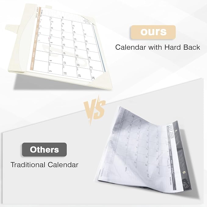 Ospelelf Leather Desk Calendar 2026-2027 Large 12"x17" Monthly Planner Pad with Protective Cover 18 Months Use July 2026 to December 2027 White
