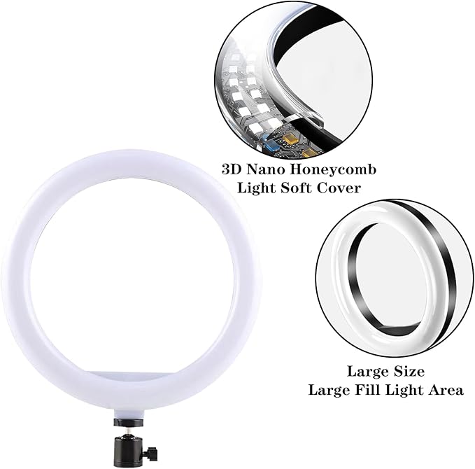 Selfie Ring Light with 3 Light Modes and 10 Brightness Levels USB Powered Mini LED Fill Light for YouTube/TIK Tok/Phone/Live Stream/Makeup Shooting/Zoom Meetings