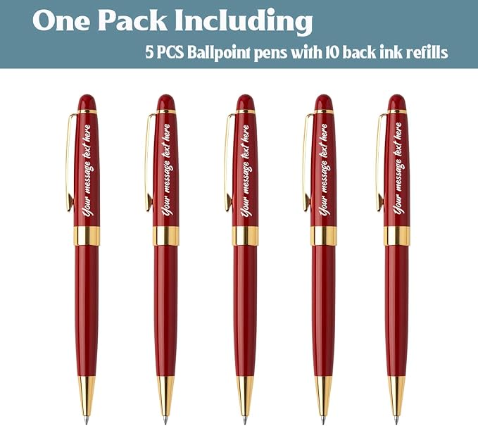 Ancolo Personalized Business Ballpoint Pens-Medium Point Nib - Quality Pens Metal Body no plastic, Engraving With Your Name/Message Corporate Executive Gift for any occations
