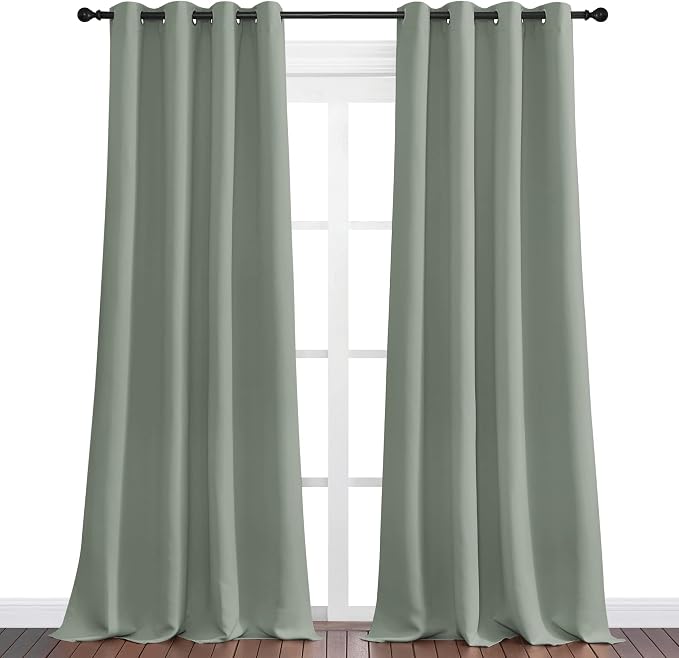 NICETOWN Sage Green Blackout Curtains 120" Long for Office, Dining Room, Guest Room, 55" Wide, 2 Pieces, Sound Reducing Heat and Cold Block Curtain Panels for Modern Room Decorative