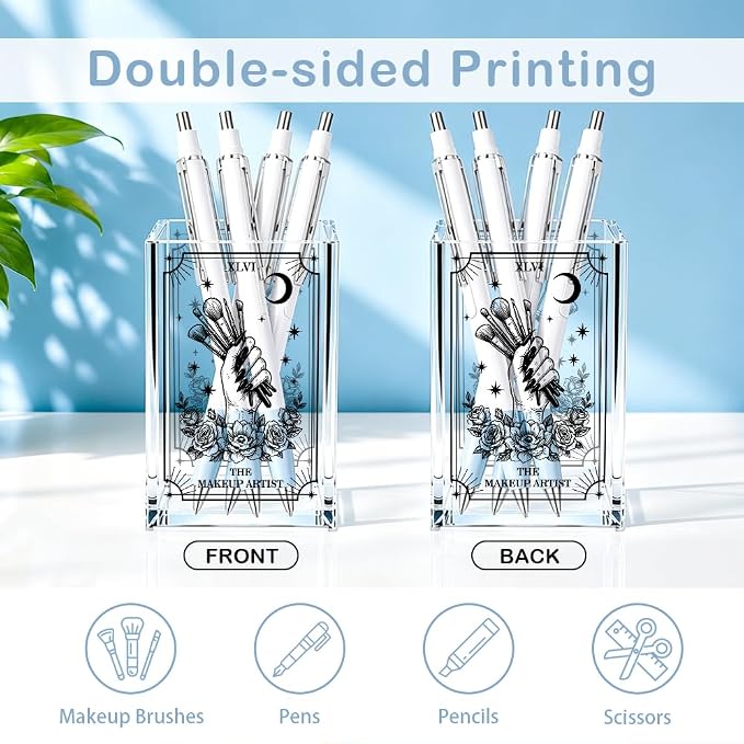 The Makeup Artist Acrylic Cosmetic Pencil Pen Holder, Funny Vanity Accessories for Girls, Makeup Brushes Holder for Beauty Specialist Esthetician, Make Up Artist MUA Appreciation Gifts