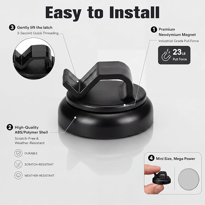 Shimeyao 10pcs Magnetic Fasteners, 3/4" Magnetic Cable Holder, 23lbs Pull Force Zip Tie Mount Base, Durable Cable Organizer for Home Office Marine Electrical Wiring