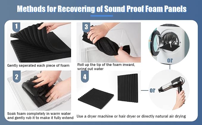 50 Pack Acoustic Foam Panels 1" X 12" X 12" Wedge Soundproof Studio Foam for Walls Sound Absorbing Panels Sound Insulation for Studio (50 Pack, Black)