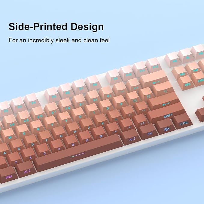 PBT Keycaps-Side Print Key Cap Set, Double Shot Shine Through Custom Key caps, Cherry Profile 133 Keys for Mechanical Keyboards Gradient Blue (Gradient Rouge)