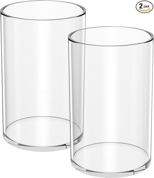 NIUBEE Acrylic Pen Holder 2 Pack,Clear Desktop Pencil Cup Stationery Organizer for Office Desk Accessory -Round
