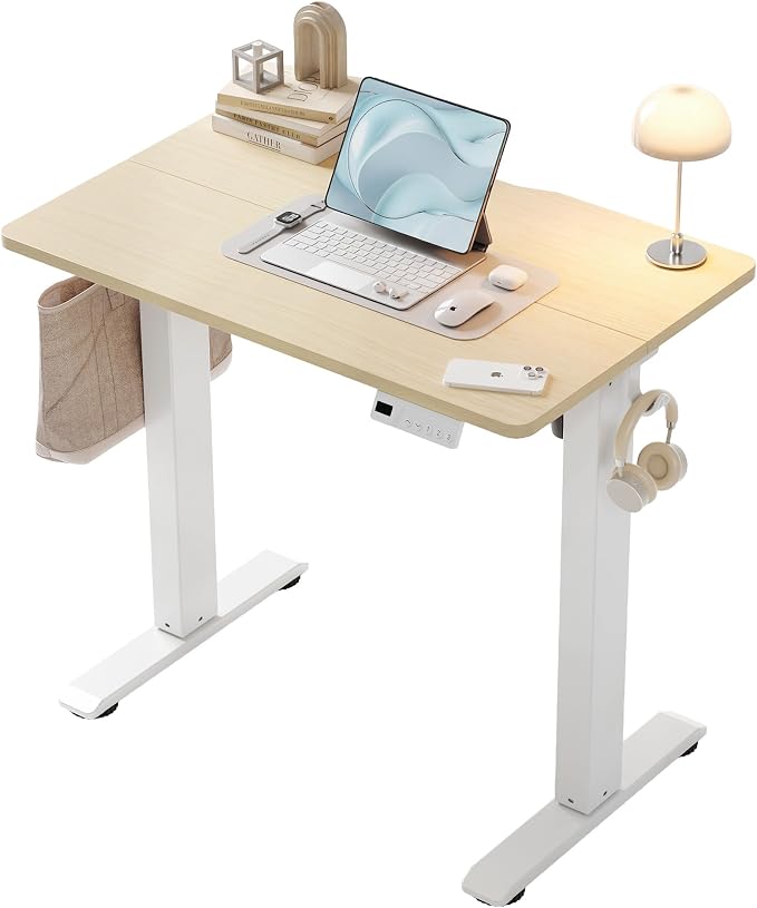 YDN Electric Standing Desk, 32x19 Inch, Nature | 3 Memory Presets, Cable Management, Adjustable Height, Sit Stand, Space-Saving, Computer Workstation, Home Office