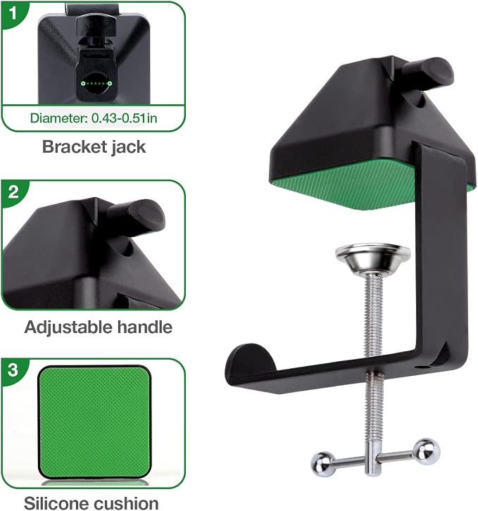 Heavy-Duty Metal Table Mount Clamp, Desk Table Mount C Clamp For Microphone Mic Suspension Boom Scissor Arm with Adjustable Screw, Fits up to 2.48 inches/6.2cm Desktop Thickness by SUNMON