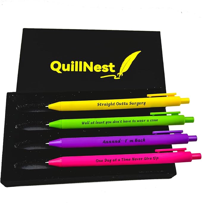 Surgery Recovery Gifts Ballpoint Pen Set of 4 Get Well Soon Gift for Women Men After Surgery Presents for Sick Friends Chemo Breast Cancer Survivor Hysterectomy Feel Better Christmas Self Care Gift