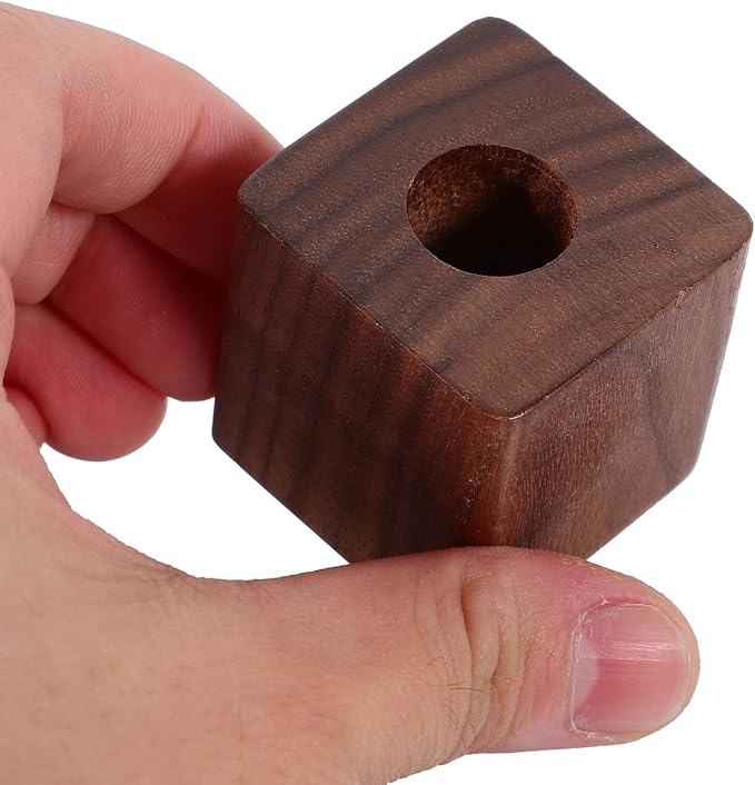 Walnut Wood Pen Holder Cube Stand 1.37 Inch Single Desk Organizer for Fountain Pen Ink Office Home School Use