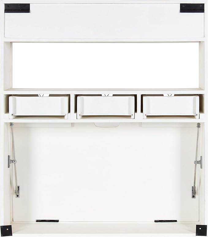Kate and Laurel Georgie Rustic Wood Floating Desk; 26 x 6 x 30; White; Transitional Computer Desk for Home Office with Folding Design