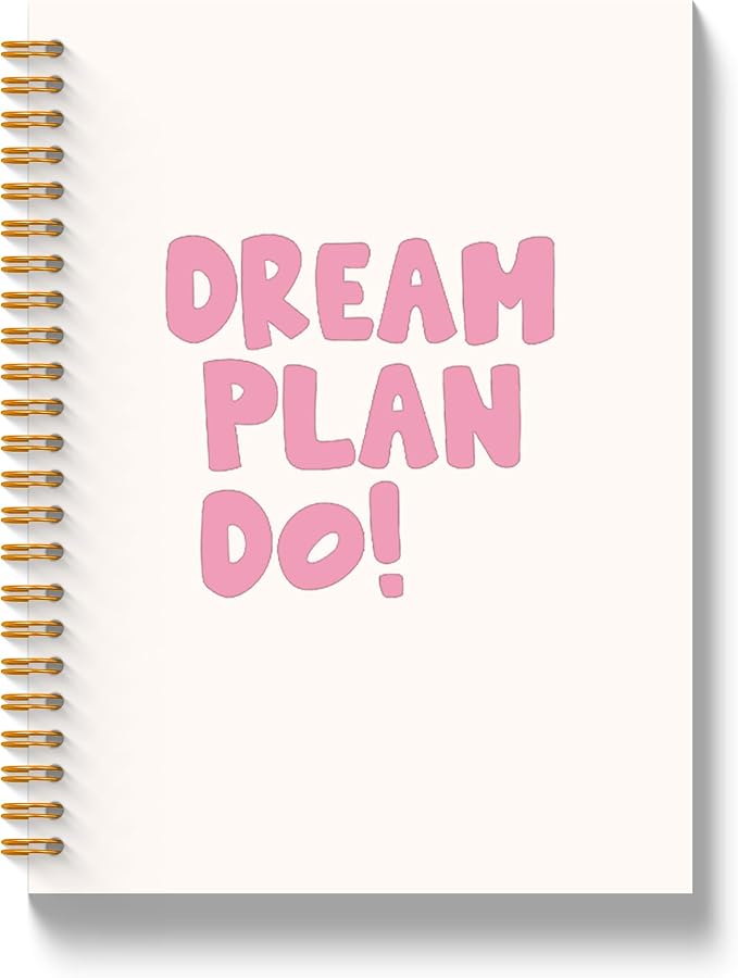 JLLBF Pink Positive Affirmation Spiral Notebook, Motivational Gifts Notebooks for Work, Inspirational Gifts for Women Coworkers, Dream Plan Do Journal Notebook, 5.5x8.3 Inch