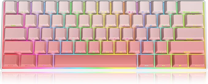 Guffercty kred Cute PBT Key Caps 135-keys Custom Gradient Side Printed Double Shot Keycaps Cherry Profile for 61/68/96/108 Mechanical Gaming Keyboard (Blush)