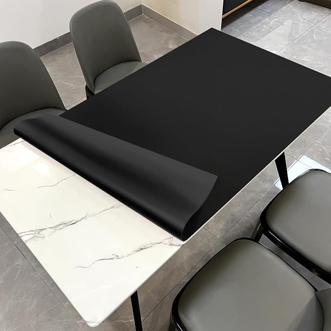 Faux Leather Table Cover,1.8mm Thick,42x96 Inch Table Protector,Table Protector for Dining Room Table,Dining Table Cover,Table Cover Protector.(Black+Black,42x96)