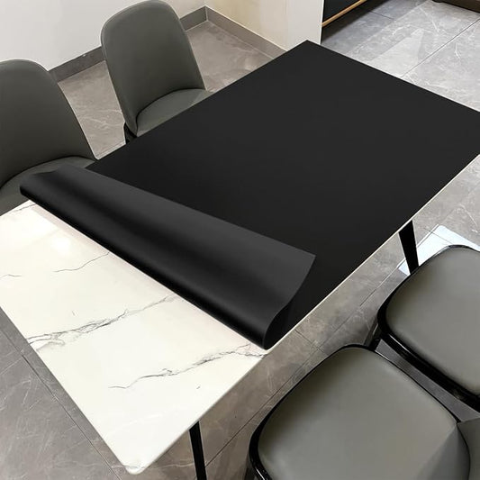 Leather Desk Pad Protector - 48x90 Inch Waterproof Easy to Clean Can Conceal Flaws Protector The Table Top from Scratches Used for Dining (Black+Black 48x90)