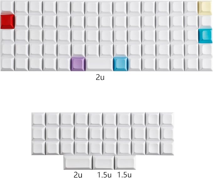 YMDK XDA DSA Blank Colorful PBT Keycaps Suitable for Ortholinear Layout MX Keyboard XD75 ID75 Split 36 Corne Split 46 Planck Preonic Niu40 (DSA 107)
