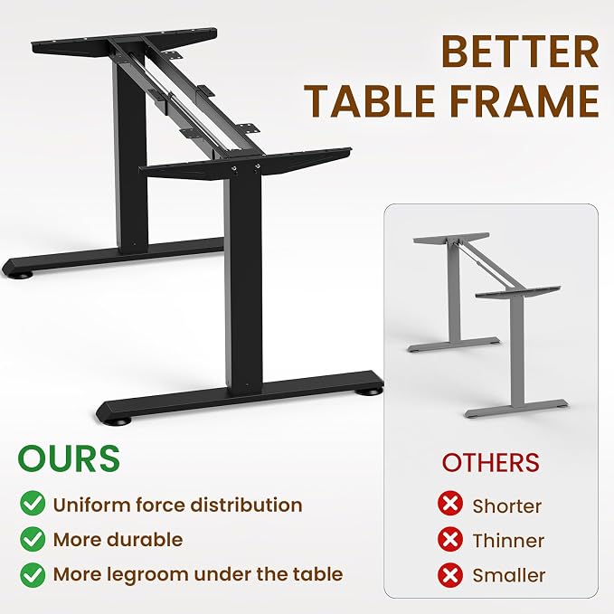 Veken 63" x 28" Super Large Standing Desk, Height Adjustable Electric Computer Desk, Sit to Stand Up, Modern Workstation for Home Office, Walking Pad, Writing, Gaming Bedroom Study, Brown