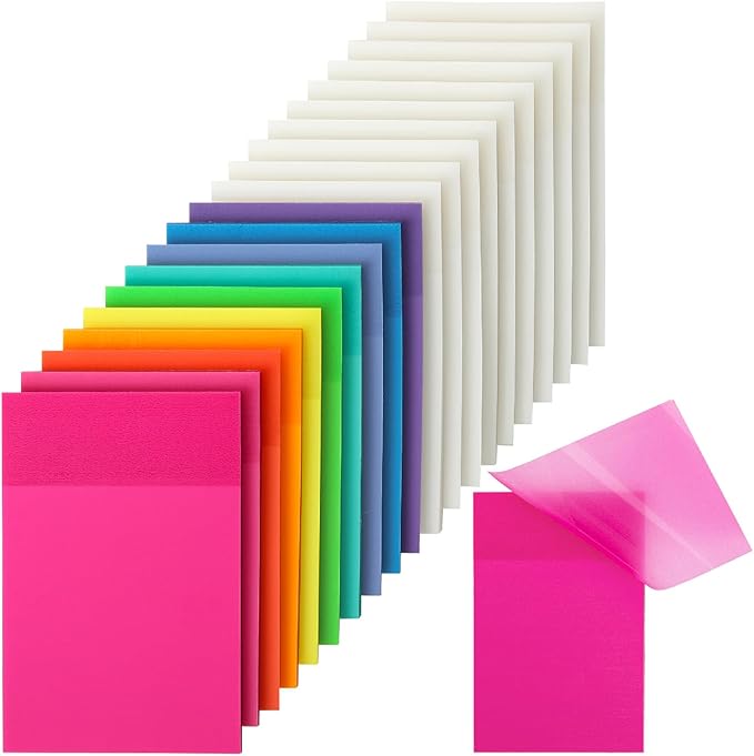 Mr. Pen- Transparent Sticky Notes, 3”x2”, 20 Pads, 1000Sheets, Colorful & Clear See Through Sticky Notes, Stocky Notes for Bible Journaling