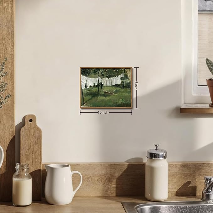 OIQArtOIQ Vintage Landscape Canvas Wall Art Framed Natural Scenery Painting Artwork Prints France Country Wilderness Farmhouse Decor Pictures Kitchen Bedroom Living Room Bathroom