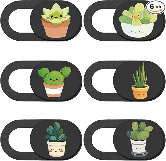 6Pcs Webcam Camera Covers Phone Camera Cover Slide Plants Pattern Privacy Security Guard Slide Phone Webcam Protector for Laptop Desktop Computers Smartphones Tablets Notebooks Mini PC