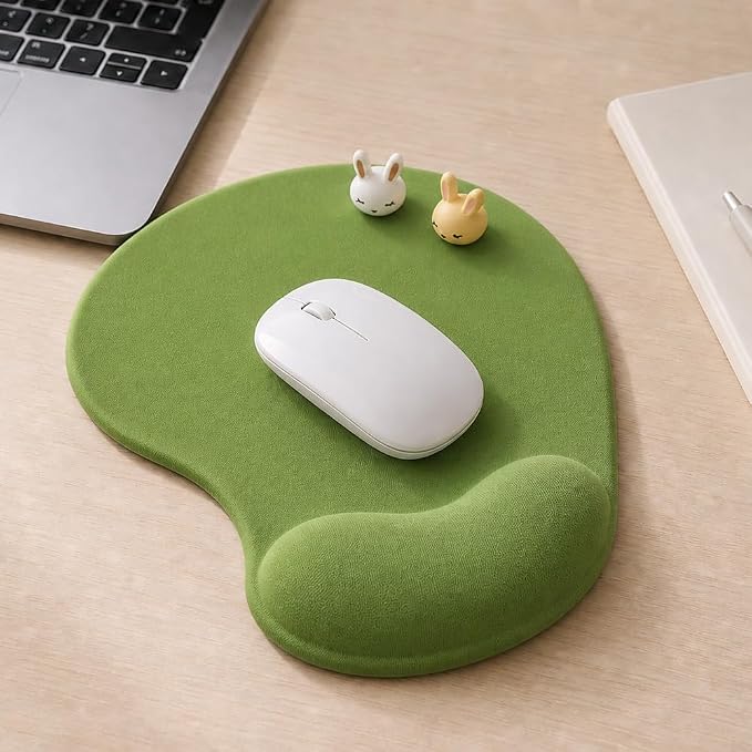 Office Mousepad with Gel Wrist Support - Ergonomic Gaming Desktop Mouse Pad Wrist Rest - Design Gamepad Mat Rubber Base for Laptop Computer (05Green)