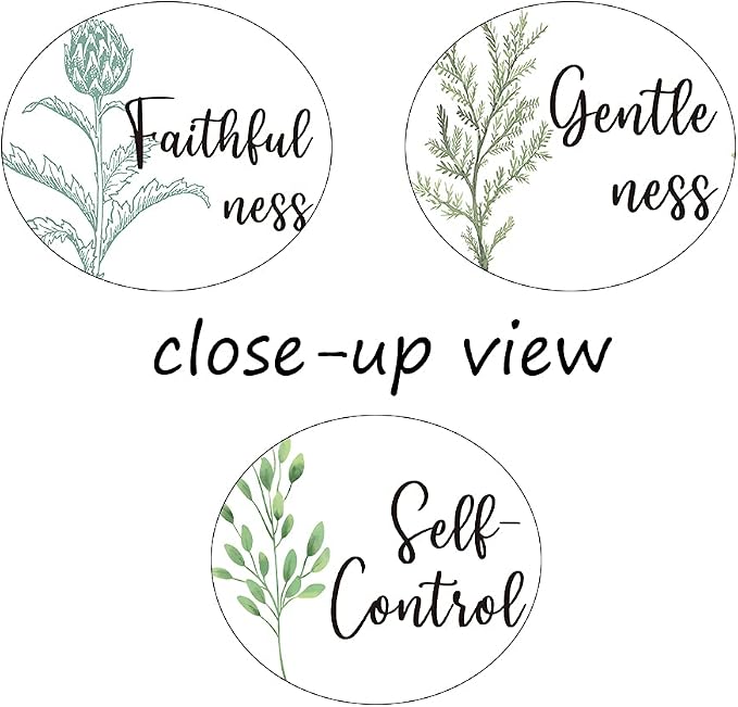3 Piece Inspirational Wall Art, White Plant Background Picture, Quote "Faithfulness Gentleness Self-control" Canvas Print for Home Decor, Stretched And Framed Artwork for School Wall Decor(48"Wx24" H)
