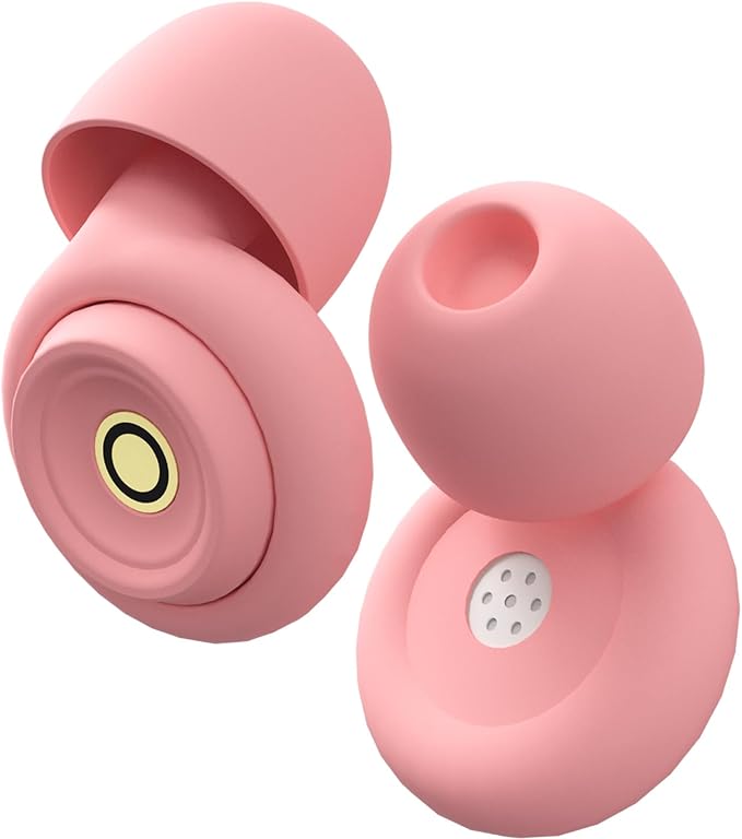 Ear Plugs for Sleeping Ultra-Comfy Silicone Earplugs for Concerts Noise Cancelling Reusable Noise Reduction Earbuds for Travel, Focus, Work 33-45dB Hearing Protection with 9 Tips & Case (Pink)