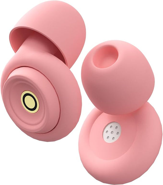 Ear Plugs for Sleeping Ultra-Comfy Silicone Earplugs for Concerts Noise Cancelling Reusable Noise Reduction Earbuds for Travel, Focus, Work 33-45dB Hearing Protection with 9 Tips & Case (Pink)
