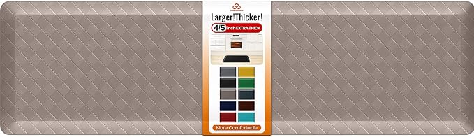 4/5 Inch Extra Thick Kitchen Mats for Floor,Non Slip Anti Fatigue Kitchen Rugs,Waterproof Stain Resistant Sink Mat,Cushioned Standing and Comfort Mats for Office (17"x60" Khaki)