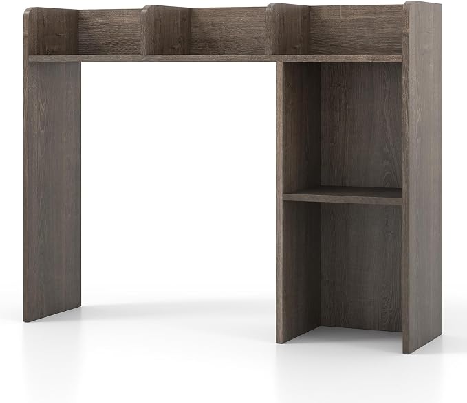 Tangkula Desktop Bookshelf, Countertop Storage Hutch with Shelves for Computer Desk, Desk 3-Tier Display Rack, Multipurpose Wood Desktop Hutch Storage Organizer for Dorm Office