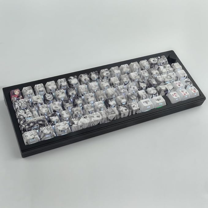 Tsungup Anime Keycaps-SidePrint Keycap Set,Japanese Custom Keycap Keyboard | PBT Shine Through Backlit Keycaps 75 Percent,129 Keys Dye Sub Cherry Profile Keyboard Key caps for Cherry Mechanical Keyboard