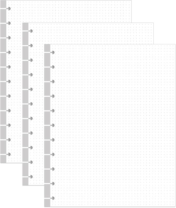(3-Pack) A4 TUL Discbound Dotted Refills, 11-Disc Dot Grid Filler Paper, 300Sheets / 600Pages Loose-Leaf Paper, 100gsm White Paper, 8.5'' x 11''