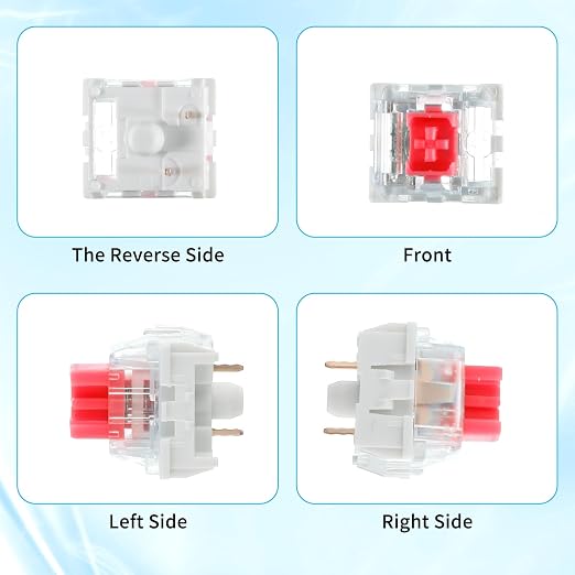 Mechanical Keyboard Switches, 50 Pcs 3 PIN Red Keyboard Clickers for 3D Prints Dustproof Clicky Switches Replacement for Most Gaming Keyboards