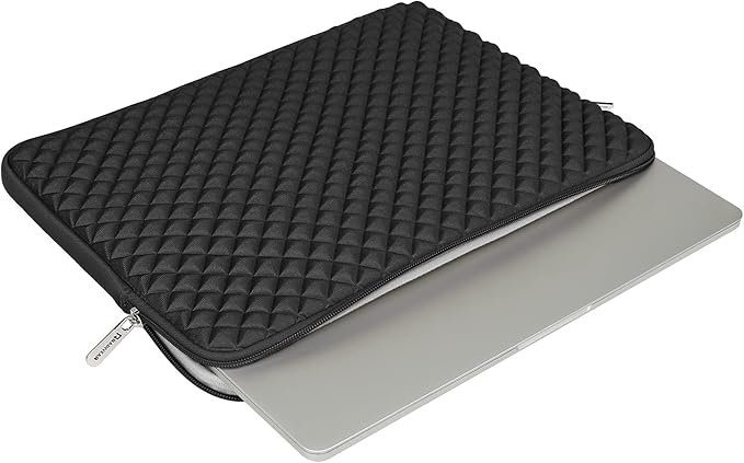 RAINYEAR 16 Inch Laptop Sleeve Diamond Foam Shock Resistant Padded Case Fluffy Lining Zipper Cover Carrying Bag Specially Compatible with New 16" MacBook Pro A2141 A2485 M1 M2 M3 M4(Black)