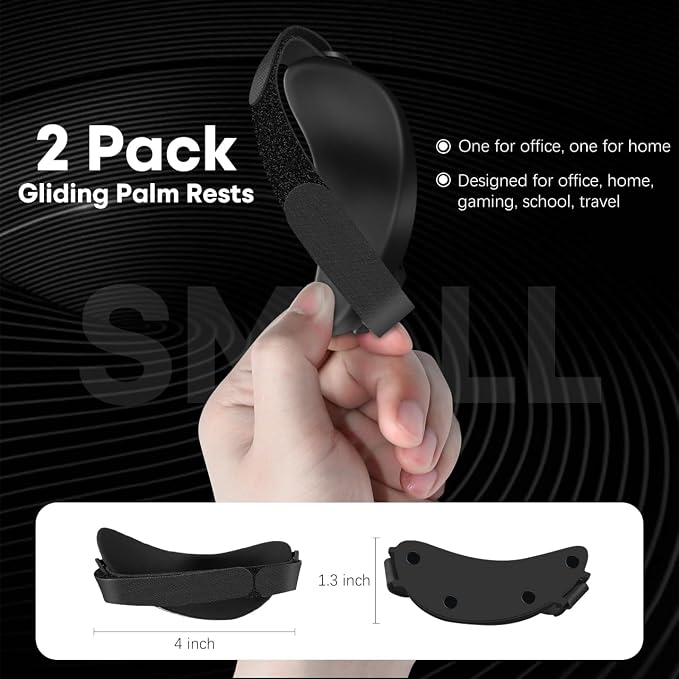 JIKIOU Advanced Ergonomic Right-Handed Gaming Wrist Rest for Mouse 2 Pack | Superior Support for Serious Gamers - Anti-Fatigue, Smooth Glide with the Adjustable Removable & Comfortable Strap, Black