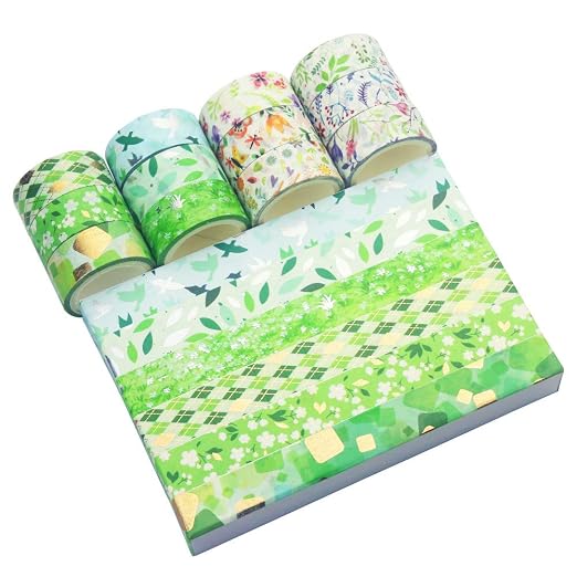YUBBAEX Poetic Gold Washi Tape Set VSCO Floral Silver Foil Masking Tape Decorative for Arts, DIY Crafts, Journal Supplies, Planners, Scrapbook, Card/Gift Wrapping -15mm- (Willow 12 Rolls)