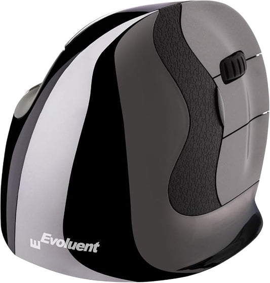 Evoluent – Inventor of The Vertical Mouse – VMDMW Ergonomic Vertical Mouse Right Hand Med USB Wireless, Sculpted for Comfort, Reduces Wrist Strain, 4 Speeds, 6 Customizable Buttons in Windows