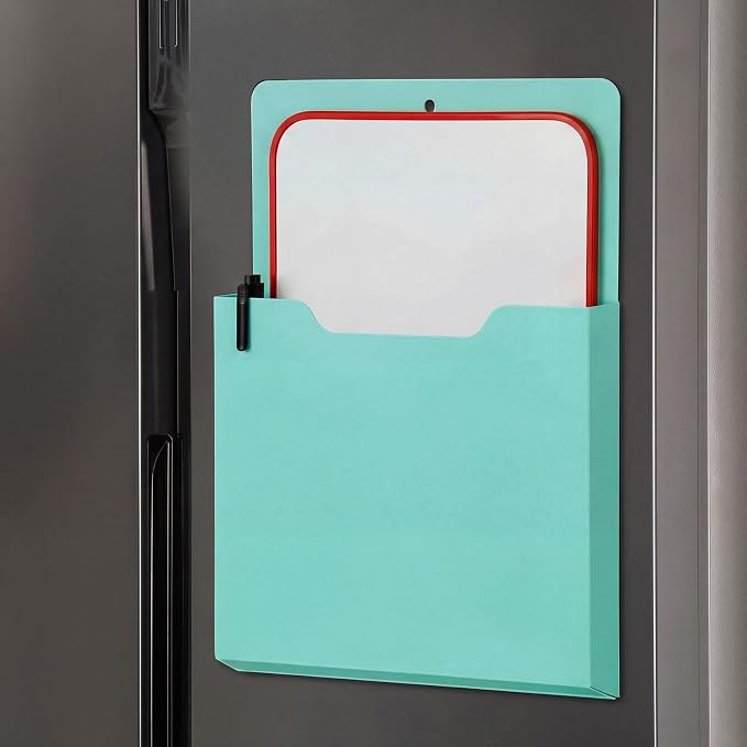 Gilprop 8 Pack Magnetic File Holder, 10"x13"x1.2" Magnetic Wall File Folders for Whiteboard, Hanging Classroom Organizer Storage, Refrigerator Magazine Holder for Mail Letters Paper Desk Office