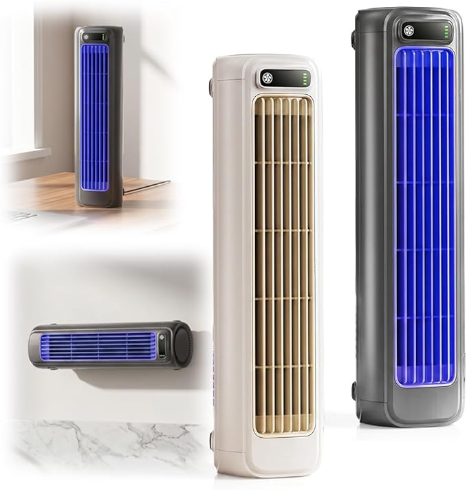 Portable Air Conditioner Cooling Fan Quiet with 3 Speeds, 2026 Upgraded Wall Mounted Fan, Portable Usb Desk Fan, Quiet Small Room Fan for Home Room (Beige+Grey)