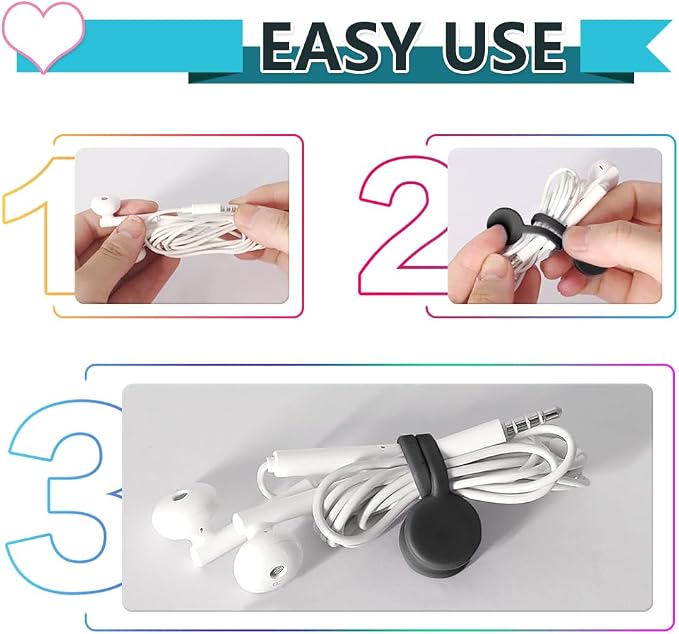 Kanemc Magnetic Ties for Cords,Silicone Magnetic Cable Ties(10-Pack,Gray) | Reusable Magnetic Cable Organizer,Silicone Magnetic Cord Ties with Strong Magnet for Cable Bundling ,Bookmarks,Fridge Magnets