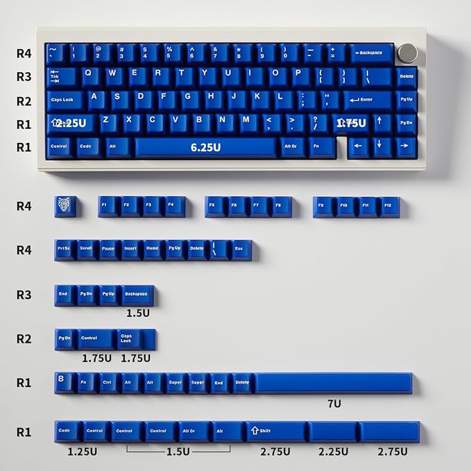 Sumgsn 114 Keys Blue Jelly Keycaps Cherry Profile Doubleshot Translucent Keycaps Set Fit for 60% 65% 75% Mechanical Keyboard Cherry Mx Switches