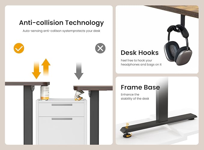 CubiCubi 48 x 24 Standing Desk, Height Adjustable Electric Computer Desk, Sit Stand up Home Office Workstations, Rustic Brown