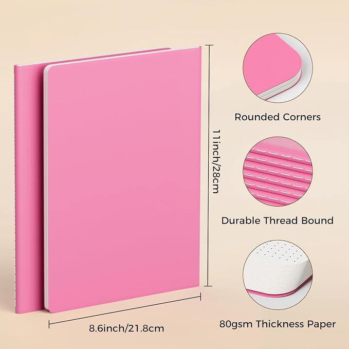 Large Colorful Dot Grid Notebook Journals Bulk with Thick Dotted Grid Paper, 60 Pages, 8.5x11 inch, Composition Diary Subject Notebooks Planner for Traveler Student Office, Journal Set, 12 Pack