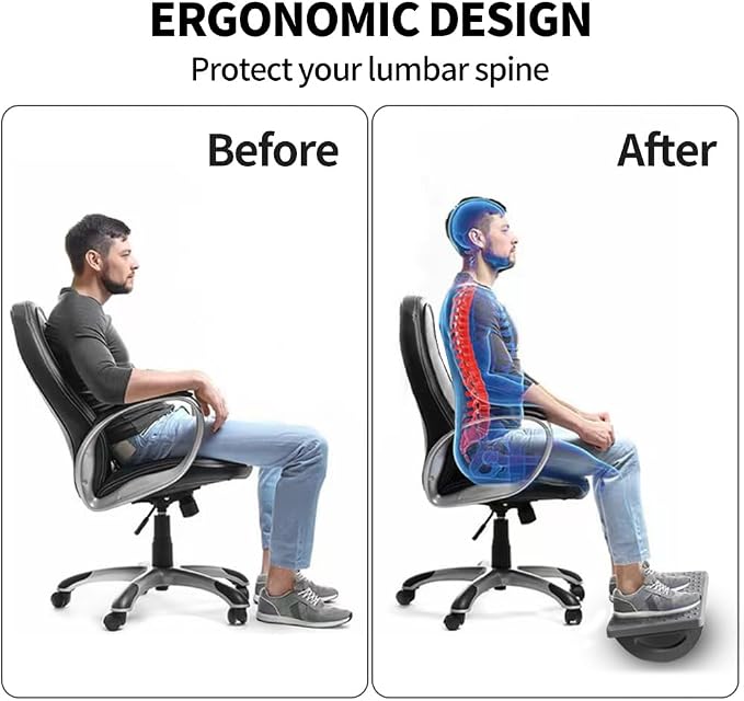 CasaZenith Foot Rest for Under Desk at Work - Ergonomic Foot Stools for Under Office Desk - Rocking Footrest with Roller Massager - Leg Rest for Chair, Computer Gaming -13" L x 9.6" W x 5" H (Gray)