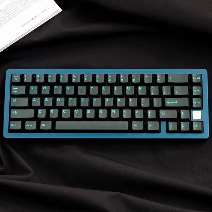 Sumgsn 114 Keys Translucent Keycaps Cherry Profile Doubleshot Cyan Keycap Set Fit for 60% 65% 75% Cherry Mx Switches Mechanical Keyboards
