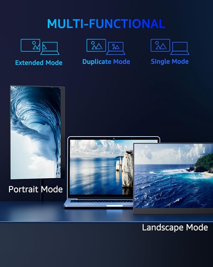 Yodoit 4K Portable Monitor, 16" 3840×2400 UHD IPS Travel Screen 1200nit Sunlight-Readable with 145% sRGB, 2000:1 Contrast for Photo Editing Outdoor Work Compatible with Laptop PC Mac PS5 Black